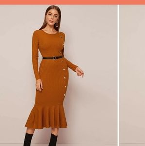 Knit Dress with Fishtail Hem